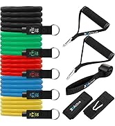 3DActive Resistance Bands Set for Home Gym Workouts, 5 Stackable Exercise Bands for Strength Trai...