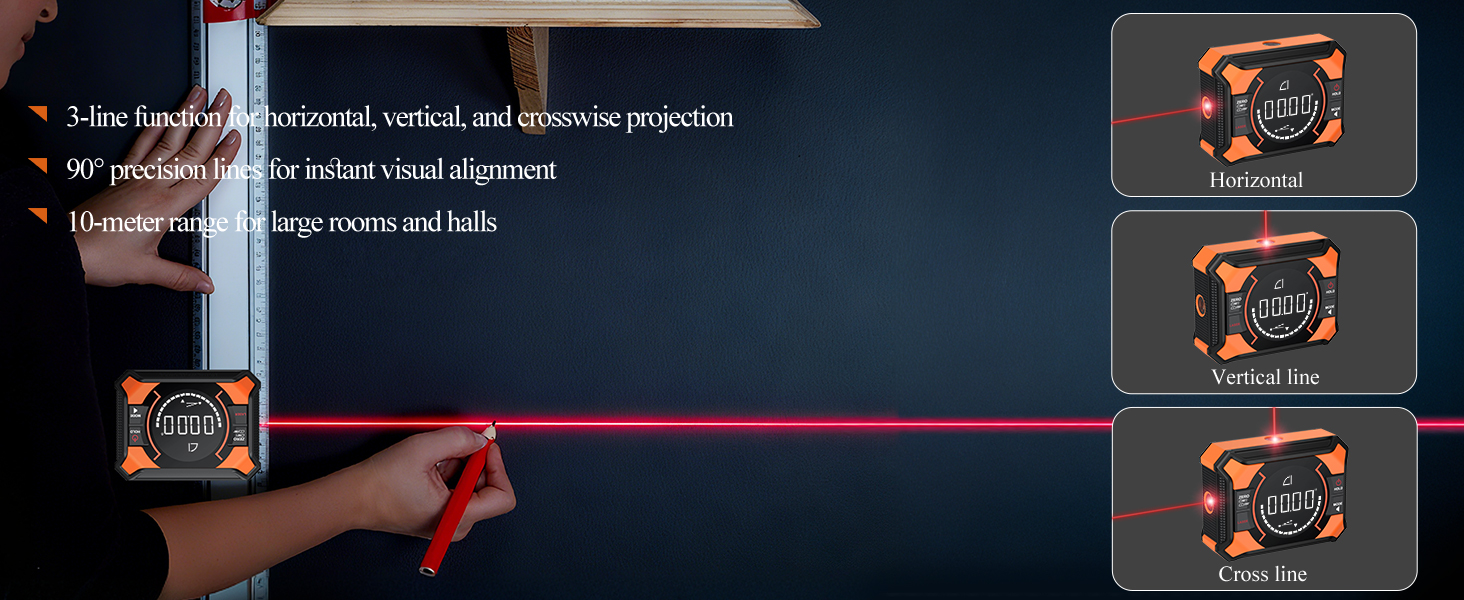 4 side magnetic digital angle gauge with laser