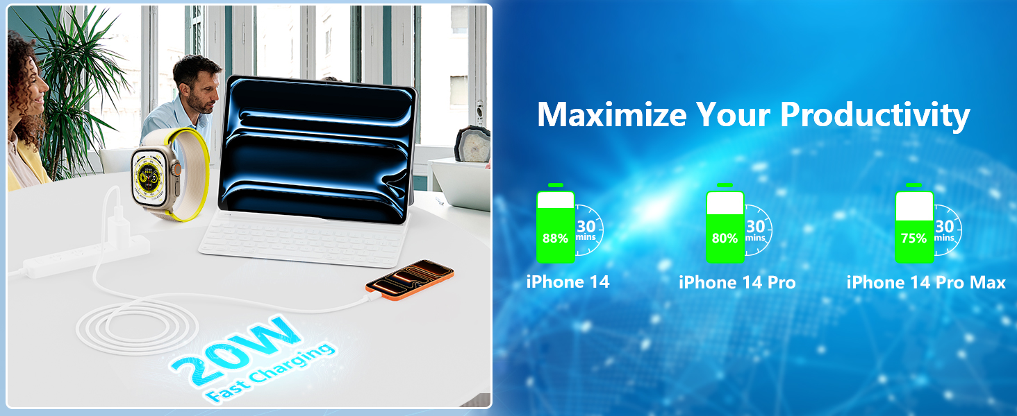 MFi Certified 2Pack 20W USB C Power Adapter Type C Wall Charger Block iPhone Charger Fast Charging
