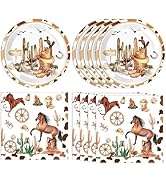 40PCS Western Birthday Decorations Cowboy Party Disposable Tableware Supplies Plates Napkins Rode...