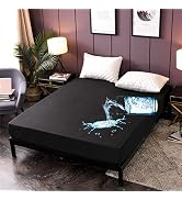 NTBED Black Waterproof Mattress Protector Cover Queen Size 14 inches Deep Pocket Polyester Bed Co...