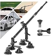 VAZESWIN Suction Cup Car Mount - Aluminum Alloy Extendable Selfie Stick, Five 3.5" Large Suction ...