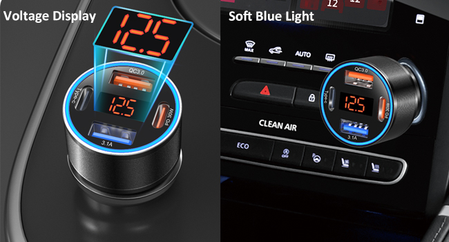 digital voltmeter for car cigarette charger