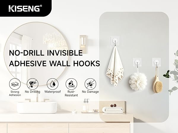 NO-DRILL INVISIBLEADHESIVE WALL HOOKS