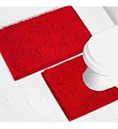 AINAHYVA Bathroom Rugs Chenille Bath mat 2 Piece Set, Super Absorbent, Strong PVC Non Slip Backin...
