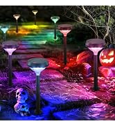 Linkind Solar Spot Lights Outdoor 8 Pack,Color Changing+Warm/Cool White Solar Lights for Hallowee...