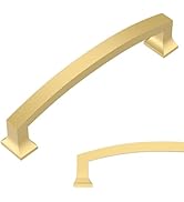 Amerdeco 10 Pack Brushed Gold Cabinet Pulls 5 Inch(128MM) Hole Center Gold Drawer Pulls Cabinet H...