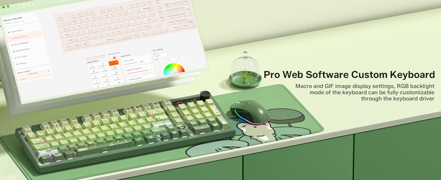 Frog Wireless Mechanical Creamy Keyboard,Gaming Keyboard with Number Pad,98% Keyboard