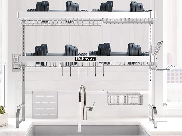 dish drying rack over the sink
