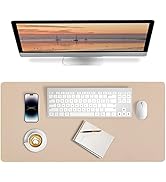 Leather Desk Pad, Mouse Pad, Non-Slip Desk Protector Mat, Leather Desk Blotter, Computer Desk Pad...