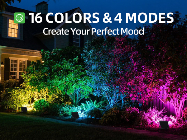 60W RGB flood lights with 16 colors and 4 modes, create colorful outdoor lighting