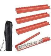 WHXGG Painted Wooden Mahjong Racks with Pushers,4 Pack Scalloped Mahjong Racks with Bag 17.3'' Wo...