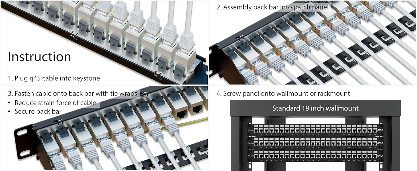 Through Coupler 1U Cat7 Patch Panel