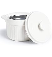 Ceramic Bacon Grease Container Keeper with Strainer, Frying Oil Storage Can , White