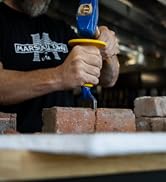 Dasco Pro Target Guard Chisel Splitting a stone brick