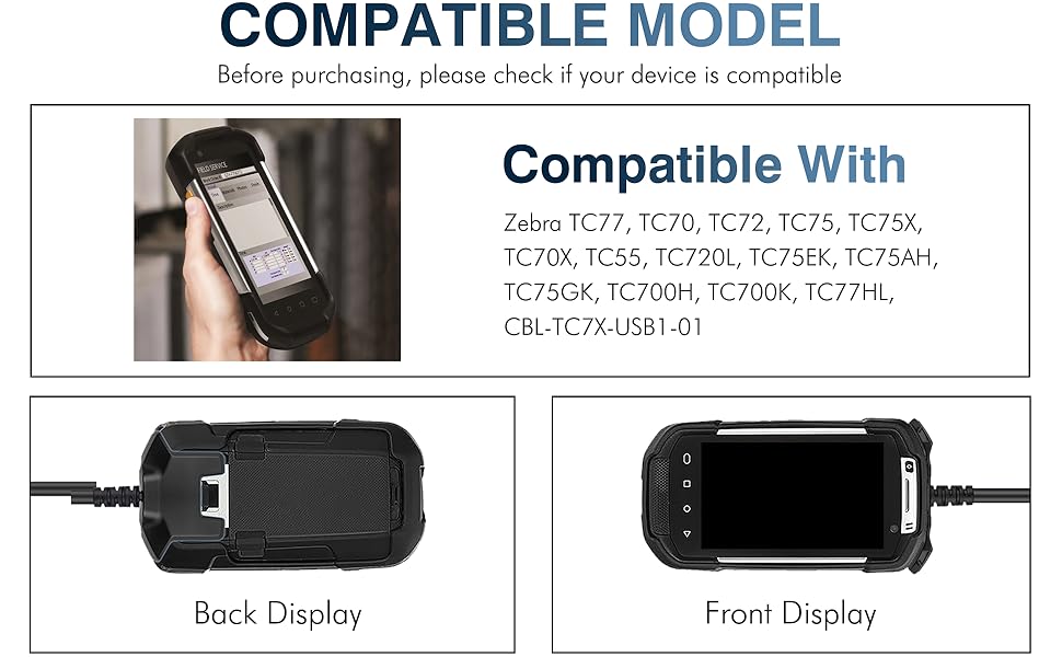 TC77 USB Charger Cable for TC77 TC70 TC72 TC75 TC75X TC70X TC55 TC720L TC75EK TC75AH TC75GK TC700H