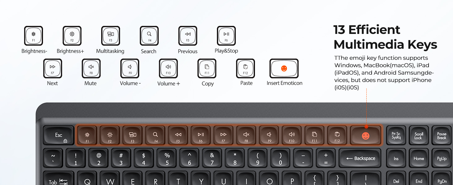 Bluetooth Silent Full-Size Cordless Keyboard Mouse Combo