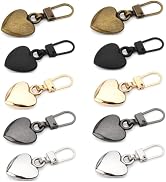 10Pcs Multicolor Heart Shaped Zipper Pull Replacement Metal Zipper Backpack Zippers Mend Fixer Re...