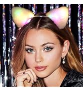 Latious Light up Cat Ear Headbands LED Cat Ears Headband Hair Bands Hair Hoop Cosplay Party Fashi...