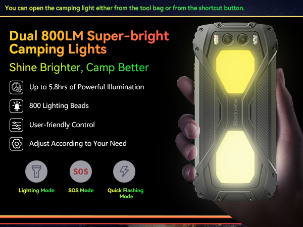 rugged phone with camping light
