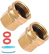 2 Pack Brass Garden Hose Threaded 1/2" NPT to 3/4" GHT Fitting Connect,Dual Swivel Connector Adap...