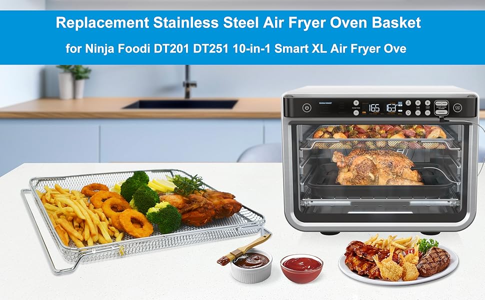 2PCS Air Fryer Oven Basket, Replacement Stainless Steel Baking Trays