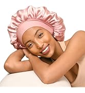 YANIBEST Satin Bonnet for Sleeping Women Double Layer Hair Silk Bonnets for Sleeping with Elastic...