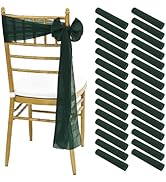 Showgeous 30 Pcs Dark Green Chair Sashes for Wedding Chair Decorations, Cheesecloth Chair Bow Sas...