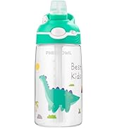 PHEENOWL Kids Water Bottle with Straw &amp; Handle - 16oz/480ml Tritan Renew, BPA Free, Leakproof, Di...