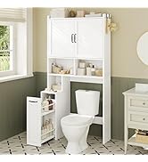 UPOSOJA Over The Toilet Storage Cabinet with Pulley Small Bathroom Storage Cabinet, Space Saver W...