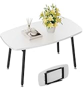 WOHOMO Foldable Coffee Table White Small Coffee Tables for Living Room Portable Simple Modern Rec...