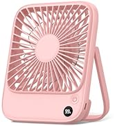 TOPK 5000mAh Portable Desk Fan Rechargeable, Battery Operated Desktop Fan, Quiet Thin Personal Fa...