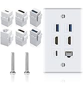 Poyiccot Outlet Wall Plate for HDMI Ethernet & USB 3.0 & USB C, 6Port 2x HDMI HDTV + 2x USB 3.0 +...