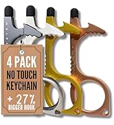 Touchless Door Opener Tool 4-Pack for No-Contact Use with Ultra-Light Titanium Keychain Clips 2-P...