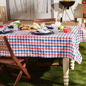 4th of July BBQ Red White Blue Outdoor Tablecloth