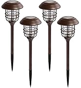 GIGALUMI Super Bright Solar Outdoor Lights 4 Pack, Waterproof Metal Automatic Path Lights with Gl...