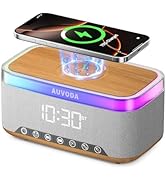 Auvoda S300 16W Stereo Bluetooth Speaker with 15W Fast Wireless Charging, 13-Color Dimmable Night...