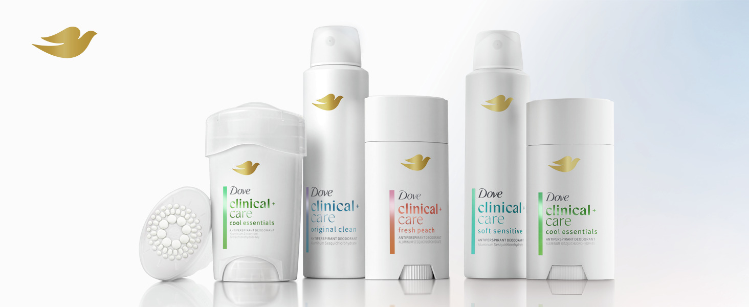 A lineup of five clinical-strength antiperspirant products
