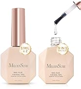 MelodySusie 9 In 1 No TPO Gel Nail Glue for False Nail Tips 2Pcs 15ml, Long Lasting UV Light Requ...
