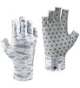 BASSDASH 3/4 Finger UPF 50+ Sun Gloves Breathable Anti-Slip Silicone Palm for Men Women Fishing F...