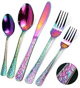 HENSENMEN Silverware Set, 30 Pieces Vintage Carved Flatware Set for 6, Stainless Steel Cutlery Se...