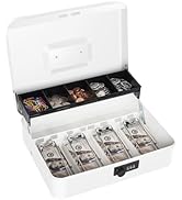 Cash Box with Money Tray and Combination Lock, Large Metal Safe Money Box for Cash Regiser, Lock ...
