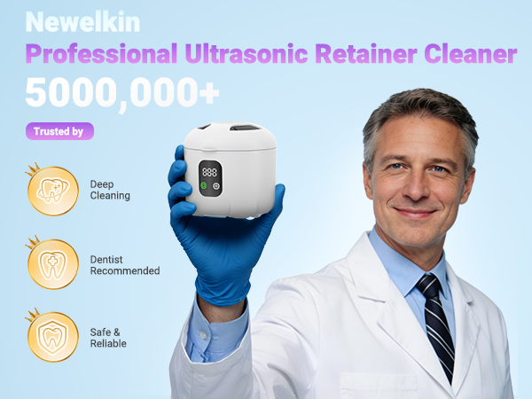 Denture Cleaner Machine with 4 Modes for Mouth Guards, Jewelry, Rings, etc (White)