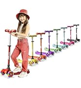 Lifemaster Mini 3-Wheel Kids Scooter with Multi-Color Wheel Lights – 4-Height Adjustable Handleba...