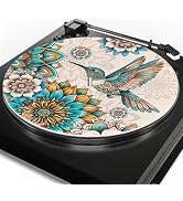 Doojoayie Hummingbird Record Player Slip Mat for 12 Inches Retro Floral Slip Mat for Vinyl LP Rec...