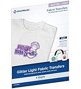 Printworks Glitter Light Fabric Transfers, for White/Light-Colored Fabrics, 4 Sheets, Inkjet, 8.5...