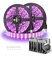 16.4ft Black Lights Strip Battery Operated, USB Blacklight Strip for Glow Party, 385-400nm Black ...
