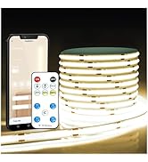 DAYBETTER Smart COB LED Strip Light, Natural White Led Light Strips with Remote and App, 16.4 ft ...