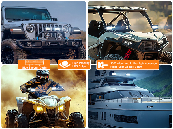 Nilight 4.3 Inch Triple Row Spot Flood Combo Side Shooter Light Bar Wide Application