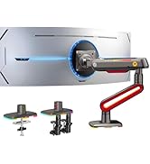 NB ERGONOMIC RGB Gaming Monitor-arm for Flat/Ultrawide/Curved Monitors 32 to 60 inch, Heavy Duty ...